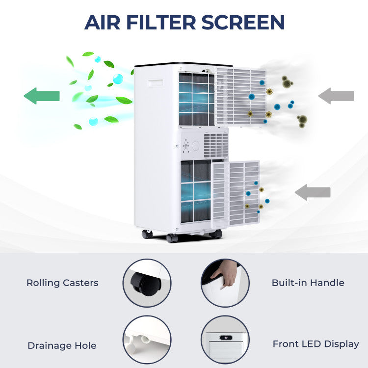 10000 BTU 4-in-1 Portable Air Conditioner with Dehumidifier and Fan Mode