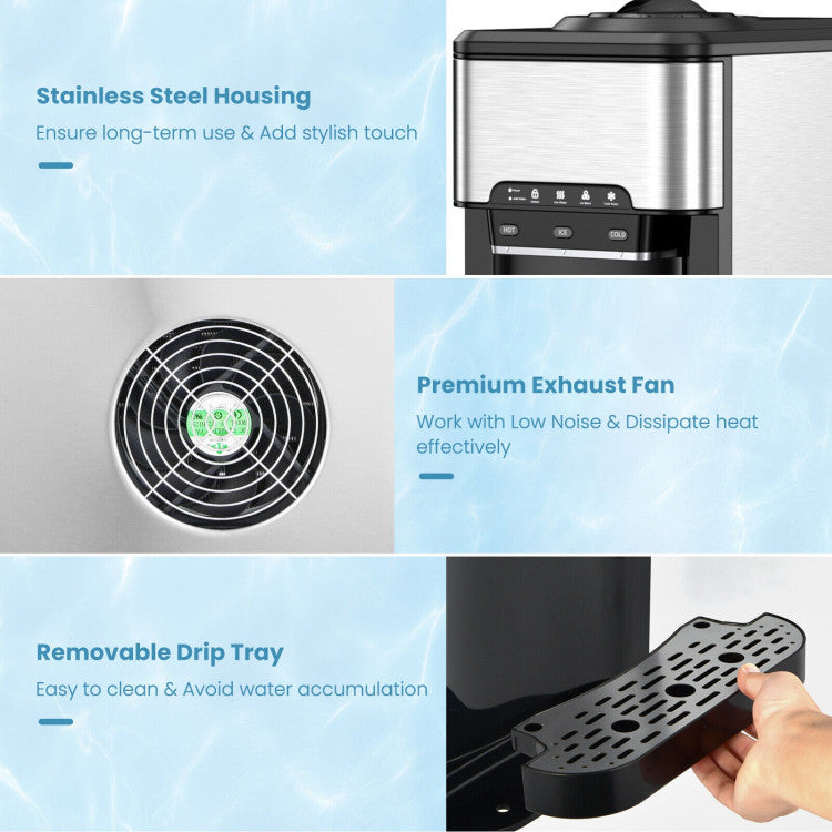 Water Cooler Dispenser 3-in-1 with Built-in Ice Maker and 3 Temperature Settings