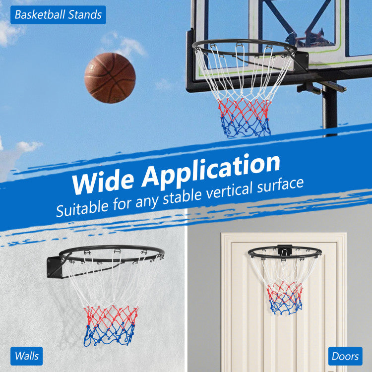 15 Inch Basketball Rim Goal Replacement with All Weather Net and Mounting Hardware
