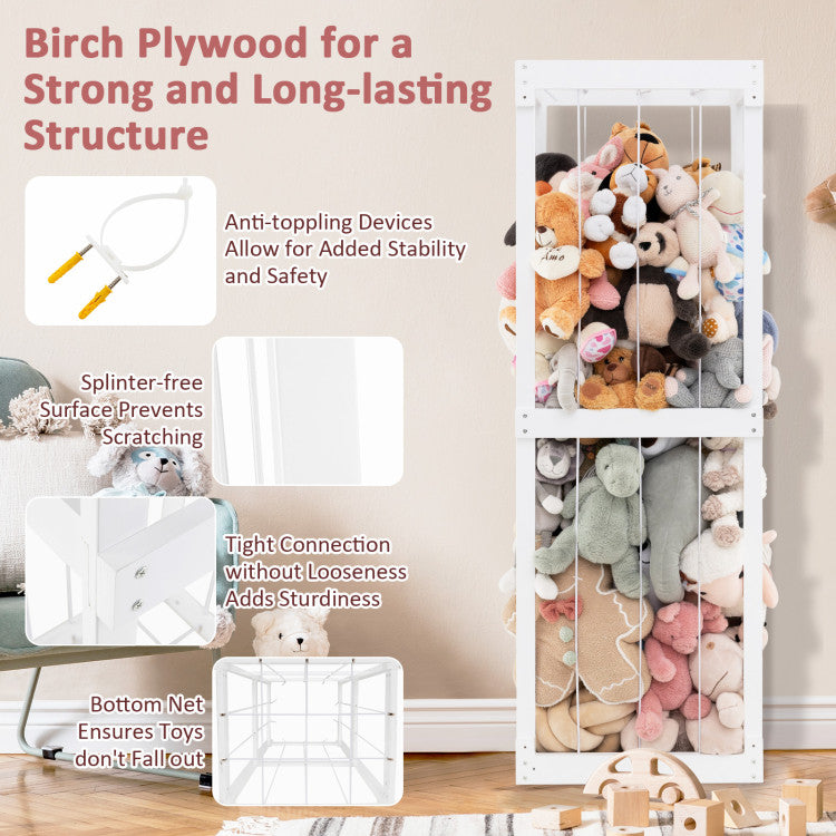 300L Large Stuffed Animal Storage with Open Top and Elastic Cords