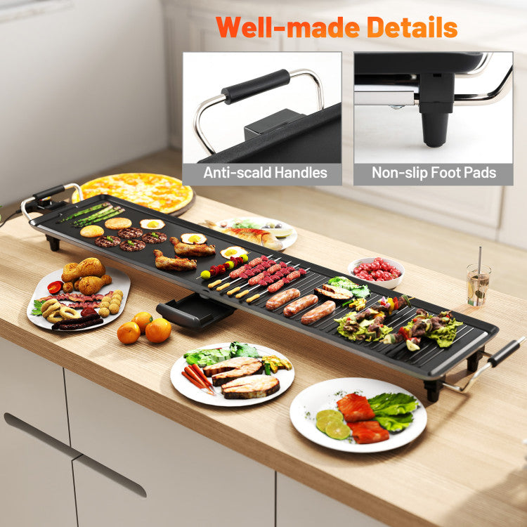 39.5 Inch Extra Large Electric Griddle with 2 Cooking Surface and Adjustable Temperatures