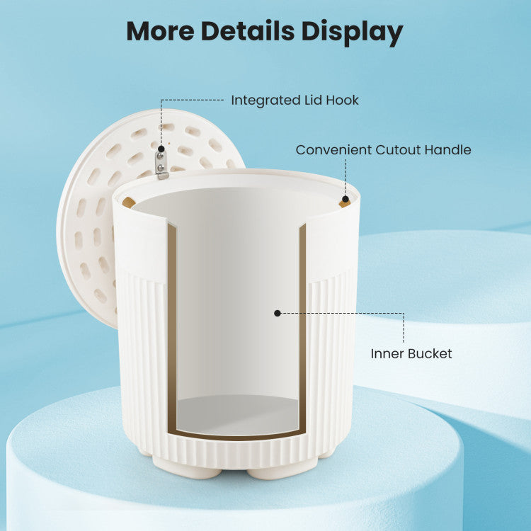 3-in-1 Outdoor Cooler Side Table with Fluted Design for Deck