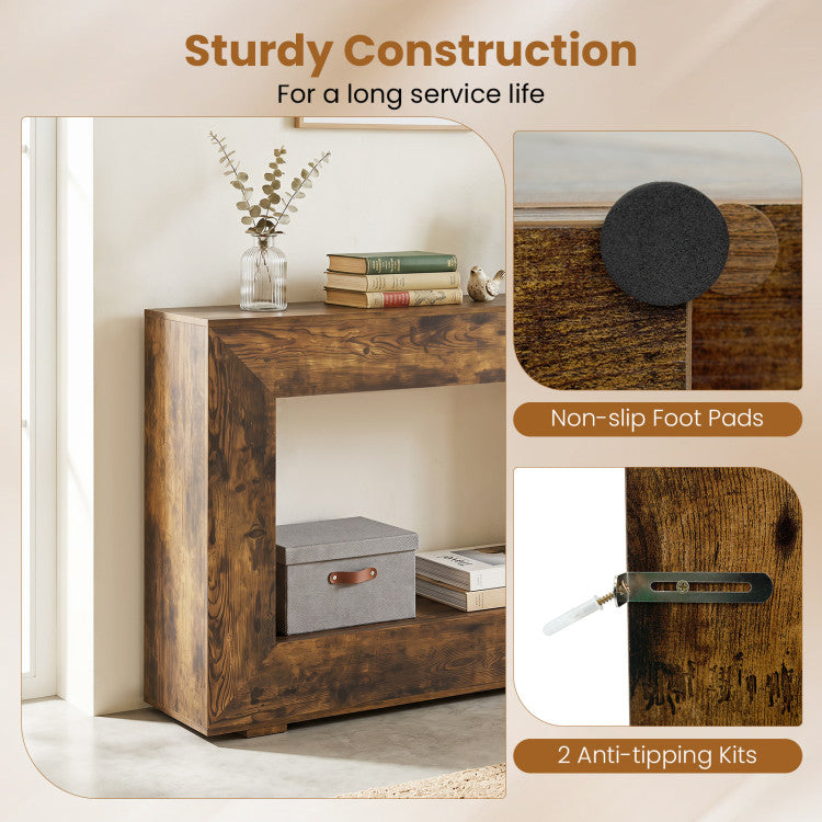 47" 2-Tier Farmhouse Console Table with Open Storage Shelf for Living Room