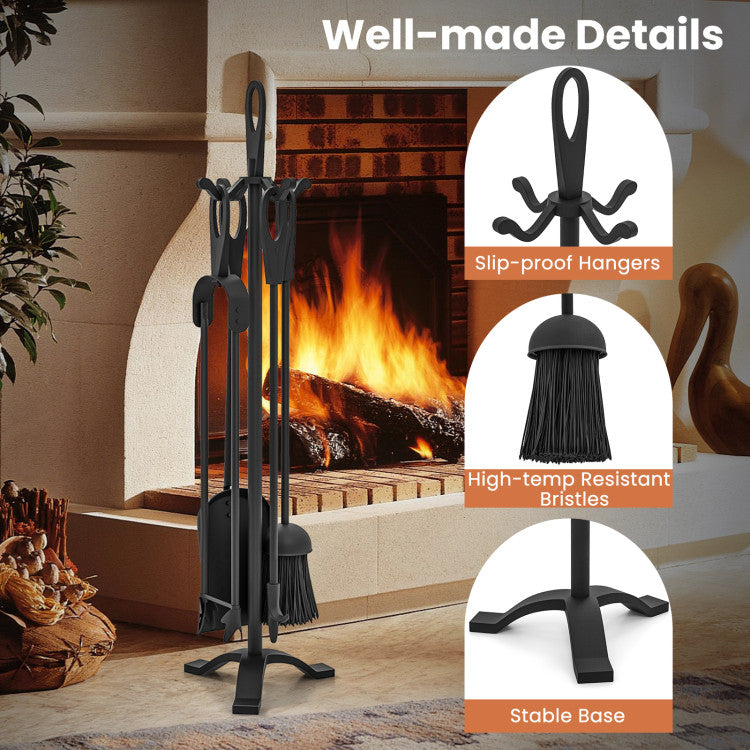 5 Pieces Fireplace Tool Set Fireplace Accessories with Poker