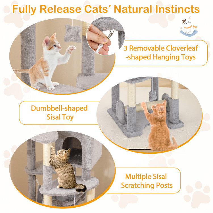 69 Inch Multi-level Cat Tree with Top Perch and Cozy Condo