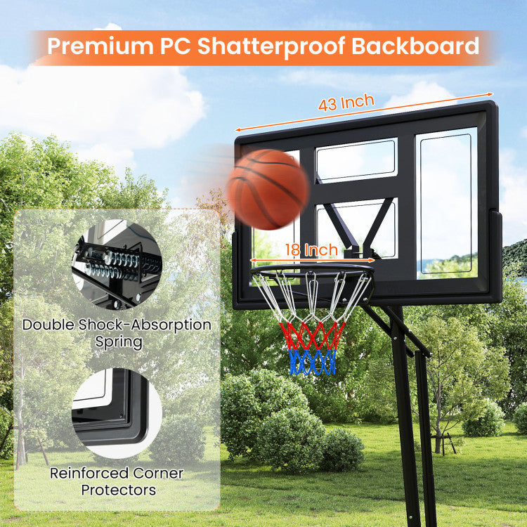 7.7-10 FT Tool-Free Height Adjustable Basketball Goal System