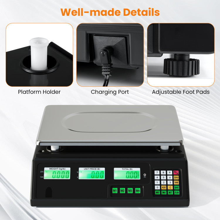 88lb Price Computing Scale Digital Commercial Food Scale with Counting Function