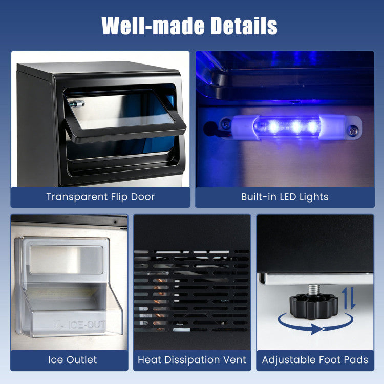 90 LBS/24H Commercial Nugget Ice Maker with Self-Cleaning