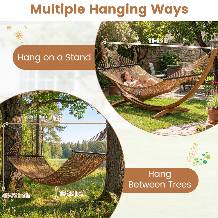 Caribbean Hammock with Spreader Bar for Patio Poolside