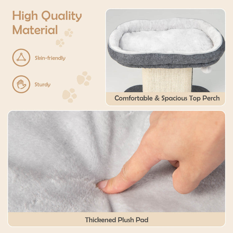 Modern Cat Tree Tower with Large Plush Perch and Sisal Scratching Plate