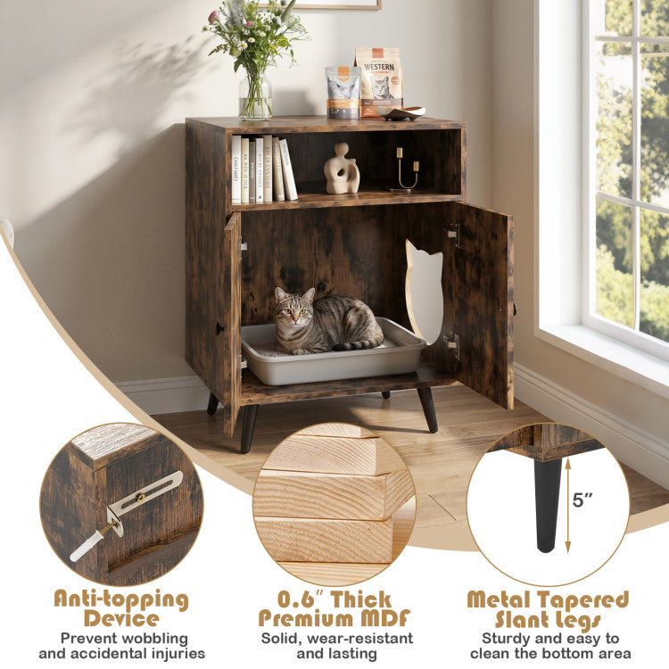 Industrial Cat Litter Box Enclosure with Entry and Open Compartment