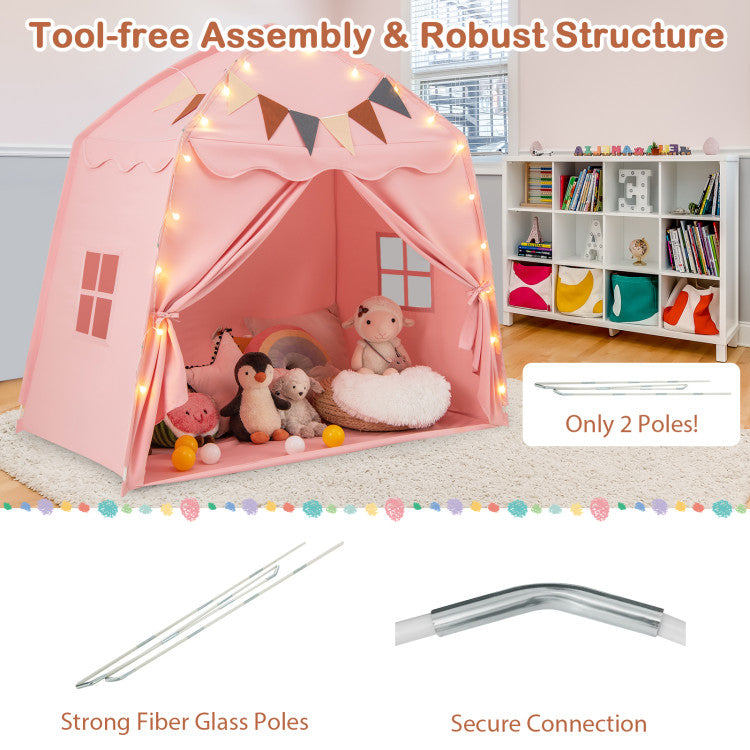 Kids Play Tent Bed Tent with String Lights Extra Large Playhouse Tent