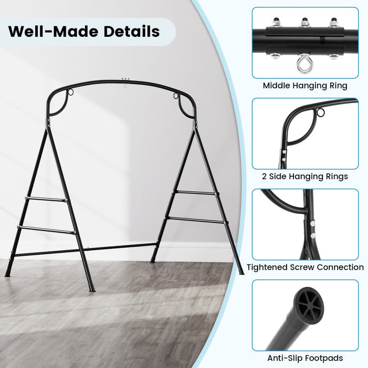 Outdoor Metal Swing Stand with 4 Support Bars and 2 Hanging Ways