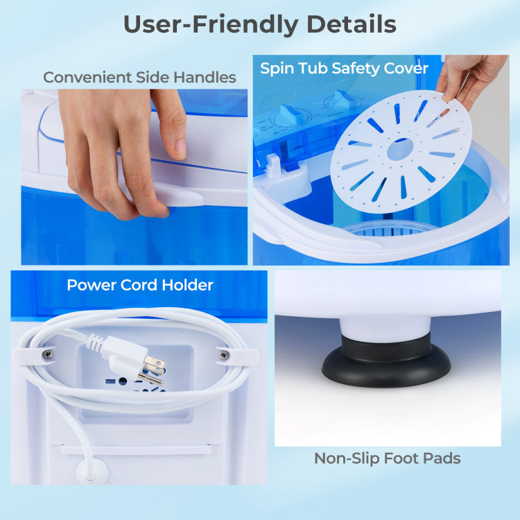 Portable Mini Semi-automatic Washing Machine with Spin Tub and Drain Hose 2.5 kg Capacity