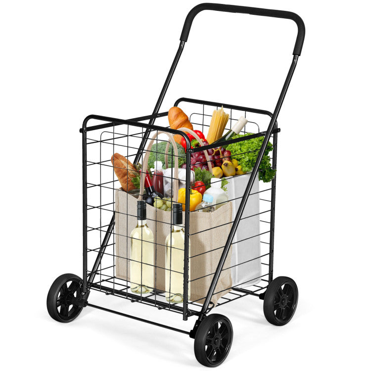 Portable Folding Shopping Cart Utility for Grocery Laundry