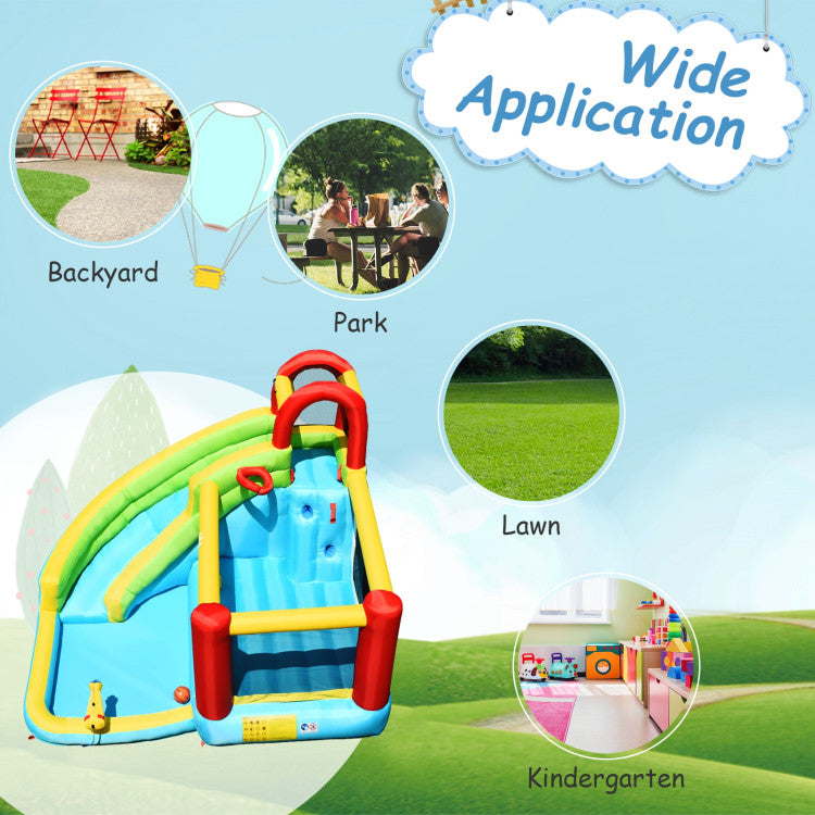 6-in-1 Inflatable Bounce House with Climbing Wall and Basketball Hoop without Blower