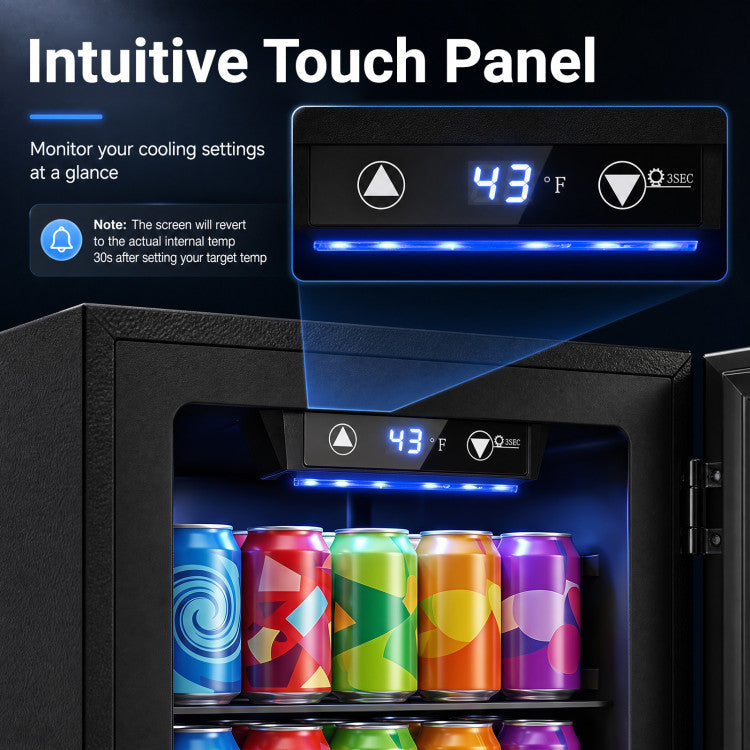 0.6 Cu.Ft Beverage Refrigerator 24 Cans Countertop Mini Fridge
