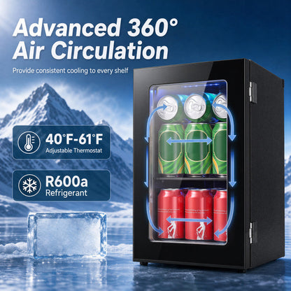0.6 Cu.Ft Beverage Refrigerator 24 Cans Countertop Mini Fridge