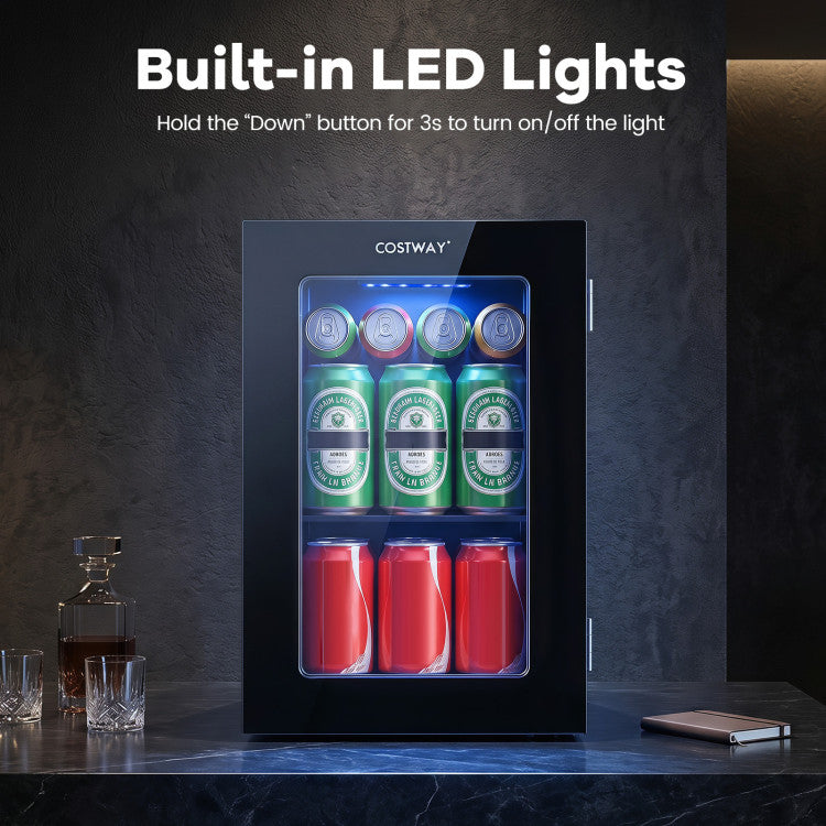 0.6 Cu.Ft Beverage Refrigerator 24 Cans Countertop Mini Fridge