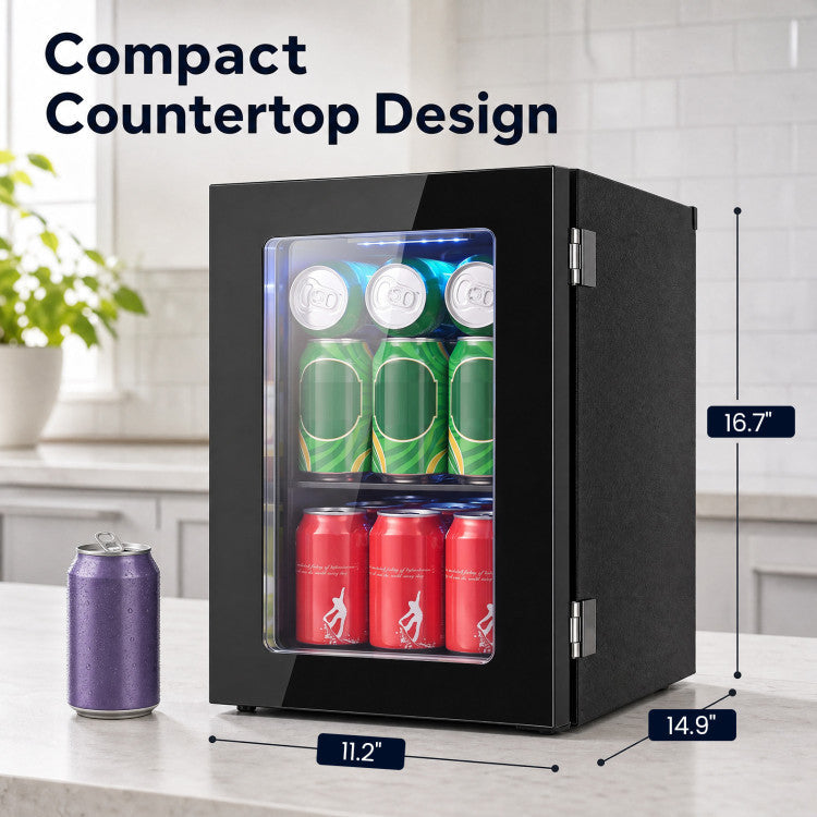 0.6 Cu.Ft Beverage Refrigerator 24 Cans Countertop Mini Fridge