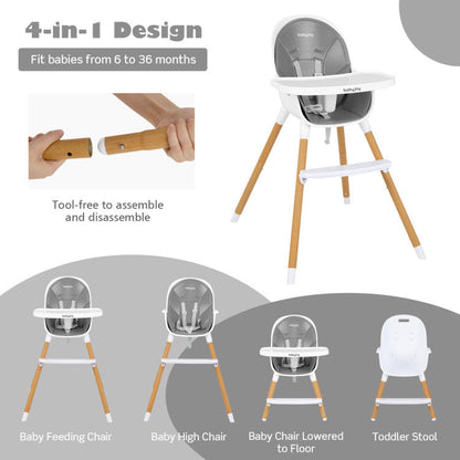 4-in-1 Convertible Baby High Chair Infant Feeding Chair