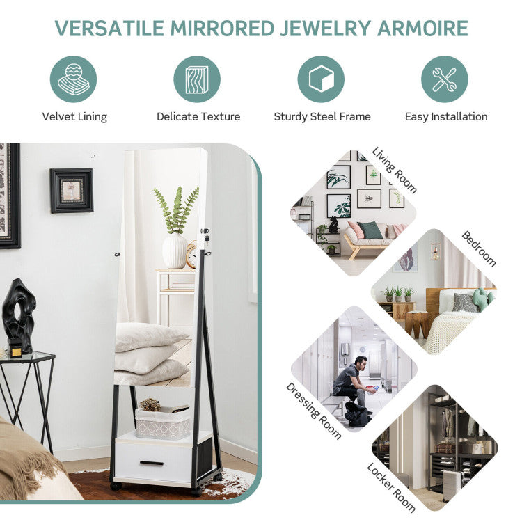 Jewelry Cabinet with Full-Length Mirror