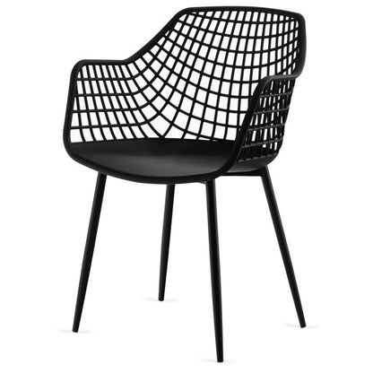 Set of 4 Heavy Duty Modern Dining Chair with Airy Hollow Backrest