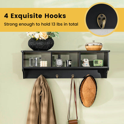 Wall Mount Hooks Shelf for Entryway Storage