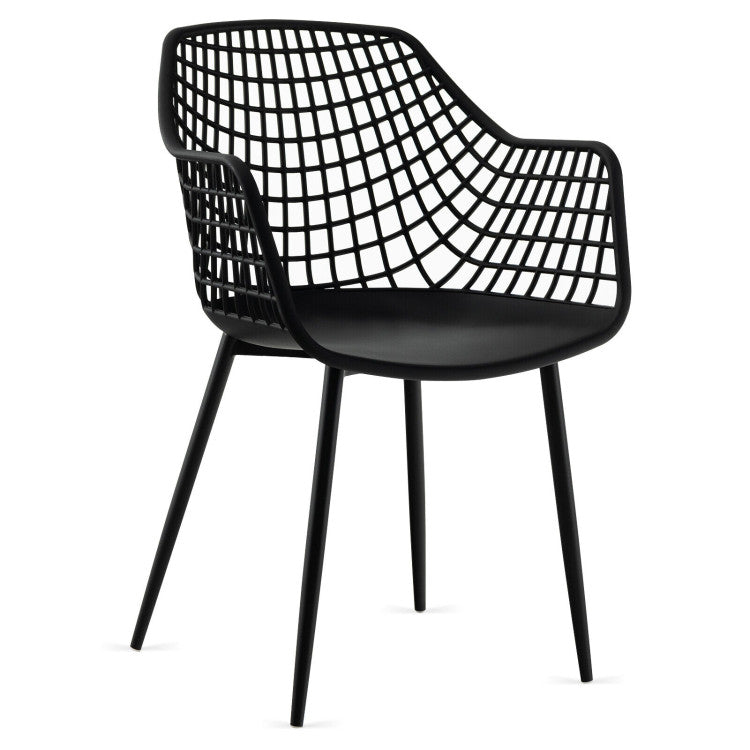 Set of 4 Heavy Duty Modern Dining Chair with Airy Hollow Backrest