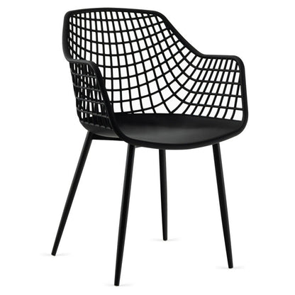 Set of 4 Heavy Duty Modern Dining Chair with Airy Hollow Backrest