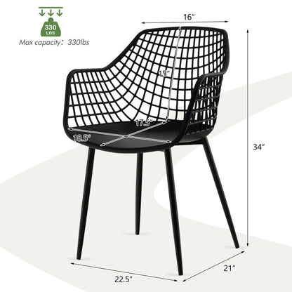 Set of 4 Heavy Duty Modern Dining Chair with Airy Hollow Backrest
