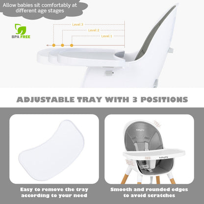 4-in-1 Convertible Baby High Chair Infant Feeding Chair