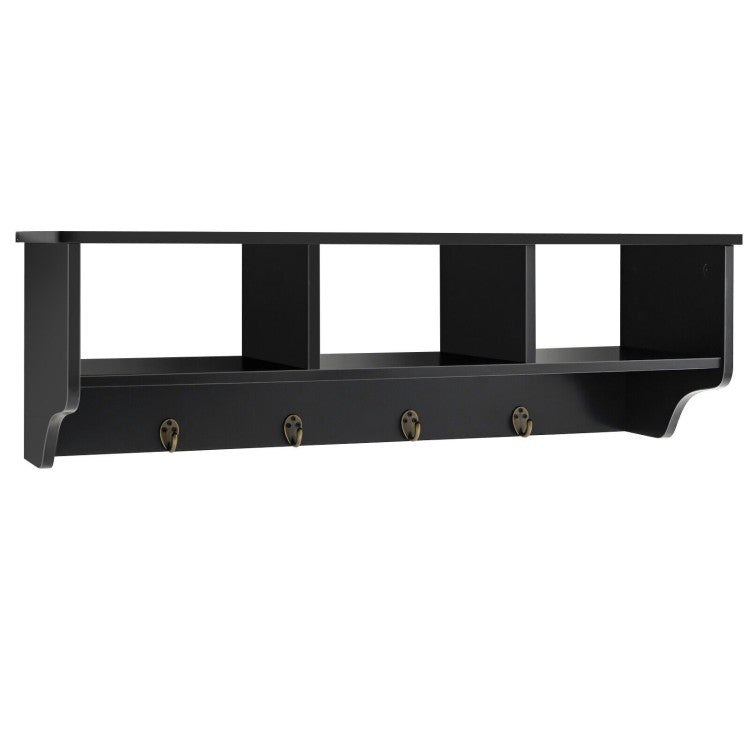Wall Mount Hooks Shelf for Entryway Storage