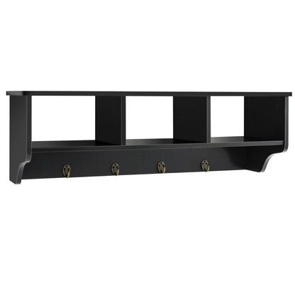 Wall Mount Hooks Shelf for Entryway Storage