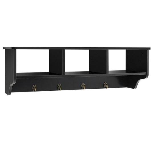 Wall Mount Hooks Shelf for Entryway Storage
