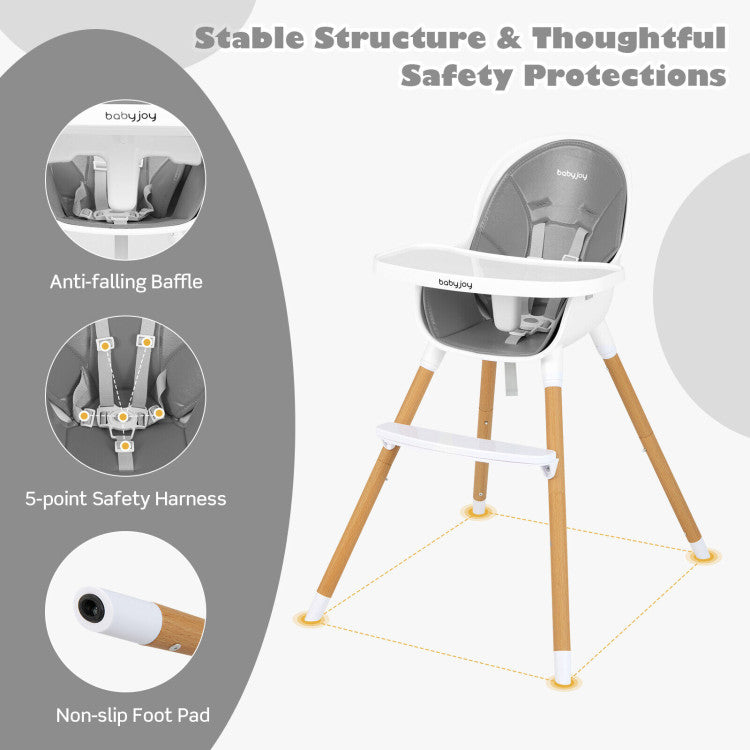 4-in-1 Convertible Baby High Chair Infant Feeding Chair
