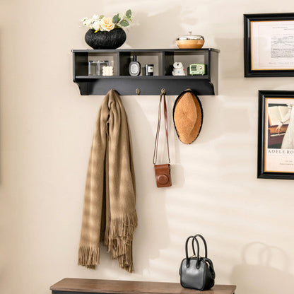 Wall Mount Hooks Shelf for Entryway Storage