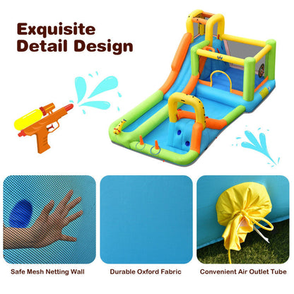 8-in-1 Inflatable Water Slide Bounce House with Splash Pool and 735W Blower