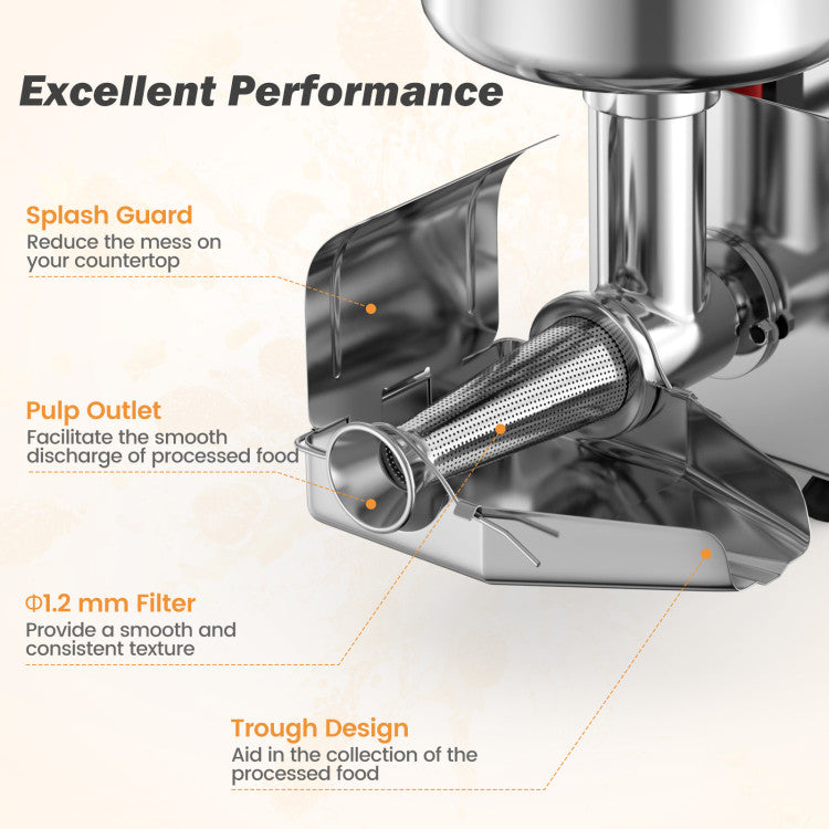 450W Electric Tomato Strainer Commercial Grade Food Mill Stainless Steel Sauce Maker