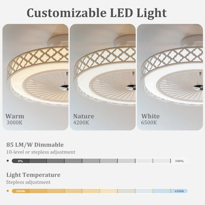19 Inch Ceiling Fan with Light Low Profile Flush Mount Fan