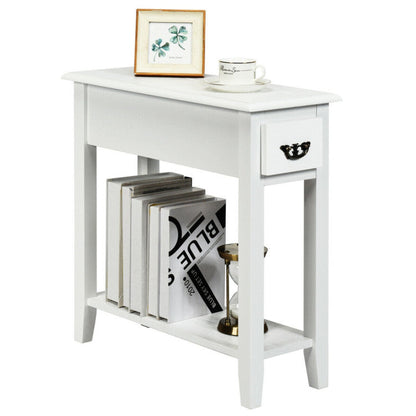 2 Tier End Bedside Sofa Side Table Narrow Nightstand
