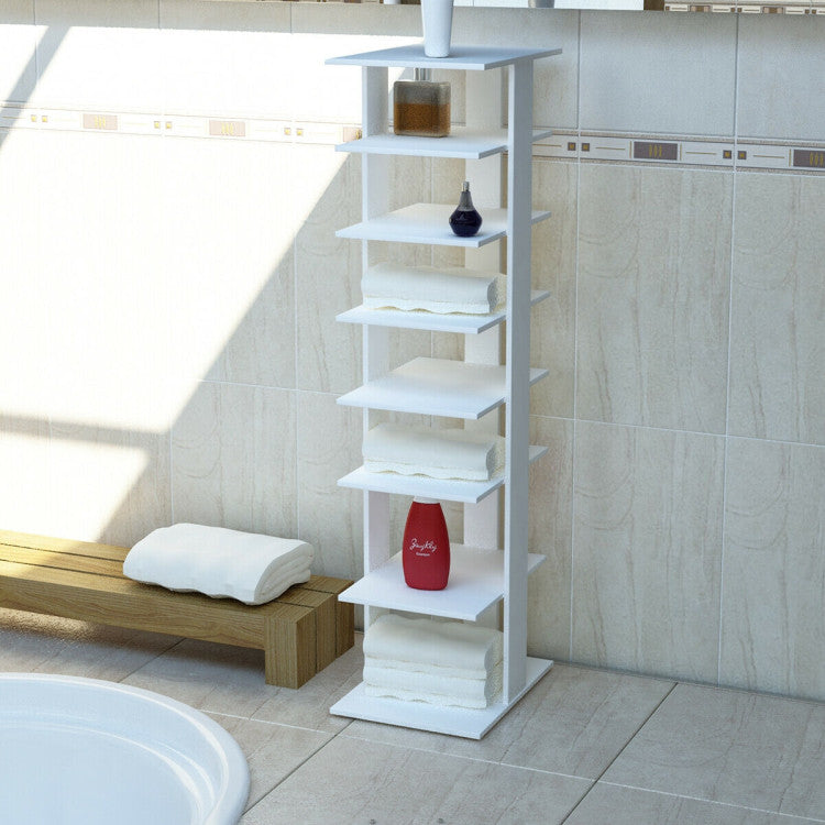 7-Tiers Vertical Wooden Space Saving Shoe Rack for Front Door