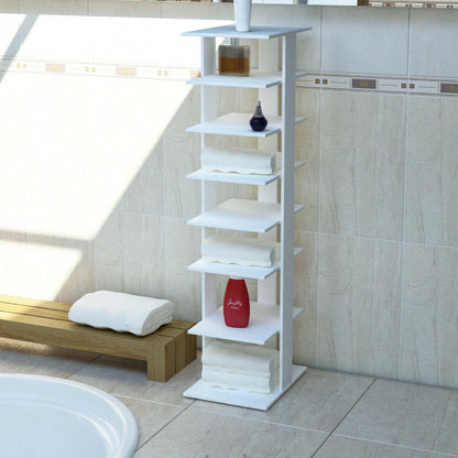 7-Tiers Vertical Wooden Space Saving Shoe Rack for Front Door