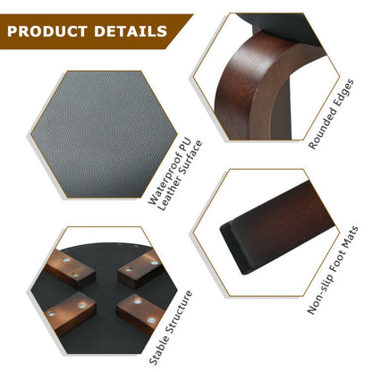 4-Pack Bentwood Stack Stools with PU Leather Round Top