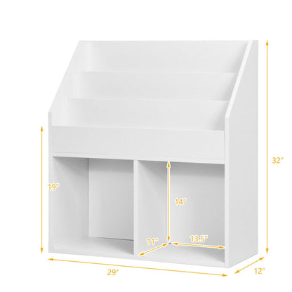 Kids Wooden Bookshelf Bookcase Children Toy Storage Cabinet Organizer