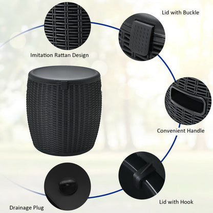 9.5 Gallon 4-in-1 Patio Rattan Cool Bar Cocktail Table Side Table
