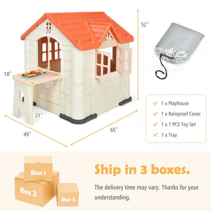Kid’s Playhouse Pretend Toy House For Boys and Girls 7 Pieces Toy Set