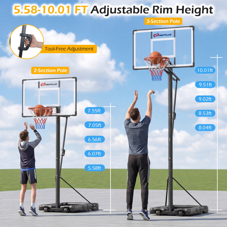 10 Feet Portable Basketball Hoop Outdoor for Adults