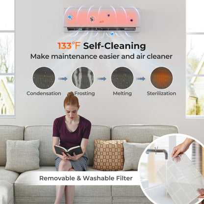 EchoCool Series 11500 BTU 115V Mini Split Air Conditioner and Heater Pump System Wifi Enabled