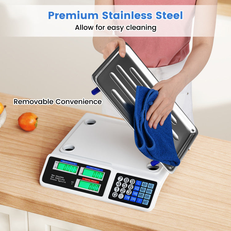 66lb Price Computing Scale Commercial Food Scale with Dual LCD Displays
